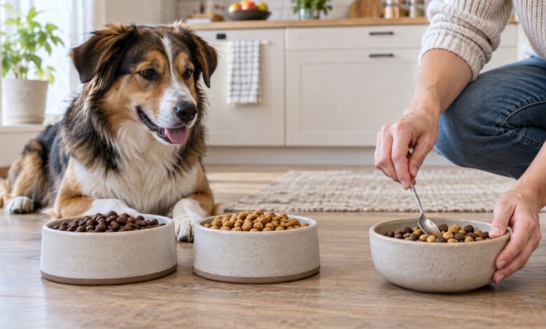تغییر تدریجی غذای سگ با ترکیب خوراک قدیم و جدید